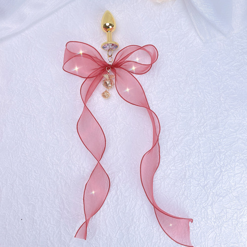 Glowing anal plug palace bell cute love lace bow sm female punishment anal plug nipple clamp teasing tool
