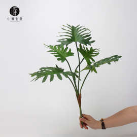 工厂直销 手感龟背叶春雨叶仿真植物山芋叶鸟巢叶绿植背景墙叶材