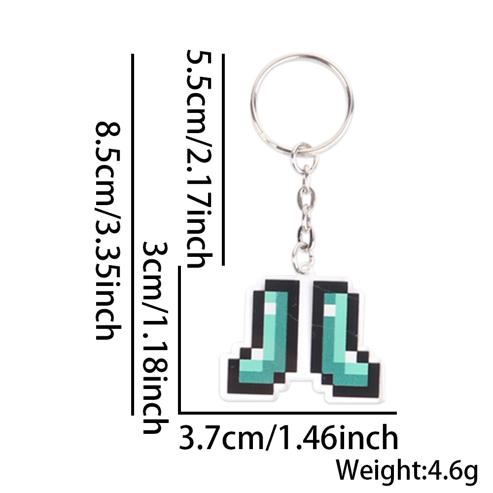 Minecraft llavero juego de píxeles tema fiesta decoración arma diamante colgante acrílico mochila colgante