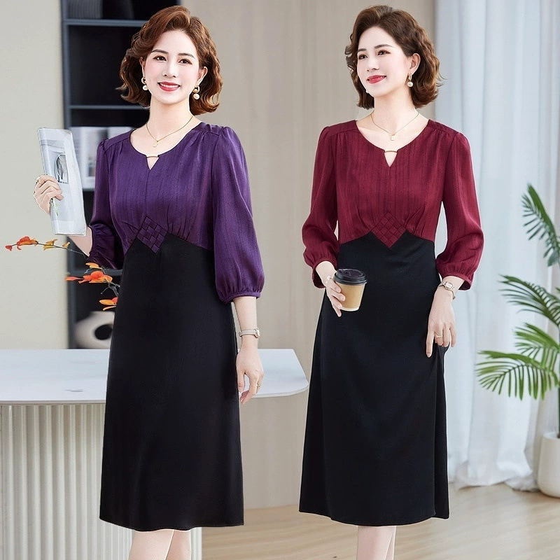 2025 новое платье с длинными рукавами, модное новое платье с вставками, модное платье большого размера, скрывающее живот, утягивающая юбка средней длины