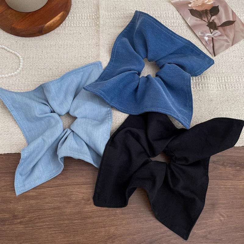 Alta sensación jeans azul intestino anillo de cabello feminino sen cuadrado toallas cuadradas cuerdas de cabello atadas cuerdas de cabello adornamientos de cabello