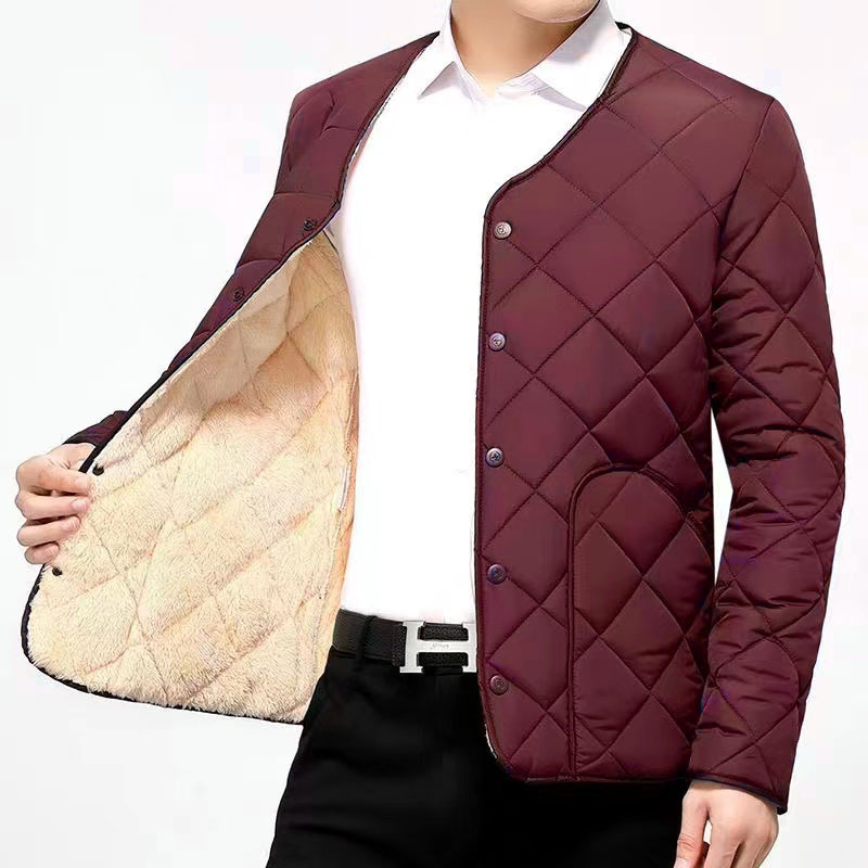 Cálido Chaleco de los hombres de mediana edad y ancianos lana de cordero engrosada chaleco papá desgaste todo el forro de chaleco de algodón dentro y fuera