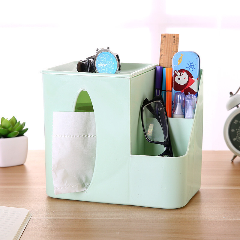 Caja del tejido del hogar simple tubo de tejido multifuncional sala de estar caja de la servilleta de plástico tejido de escritorio organizar caja de almacenamiento