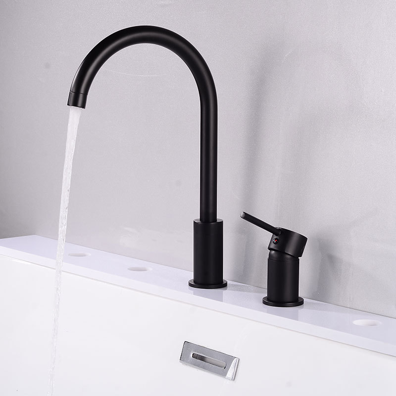 All-copper gun, grey bathtub faucet, side-mounted split hot and cold water faucet, three-piece set, bathroom showerhead, rotatable undefined