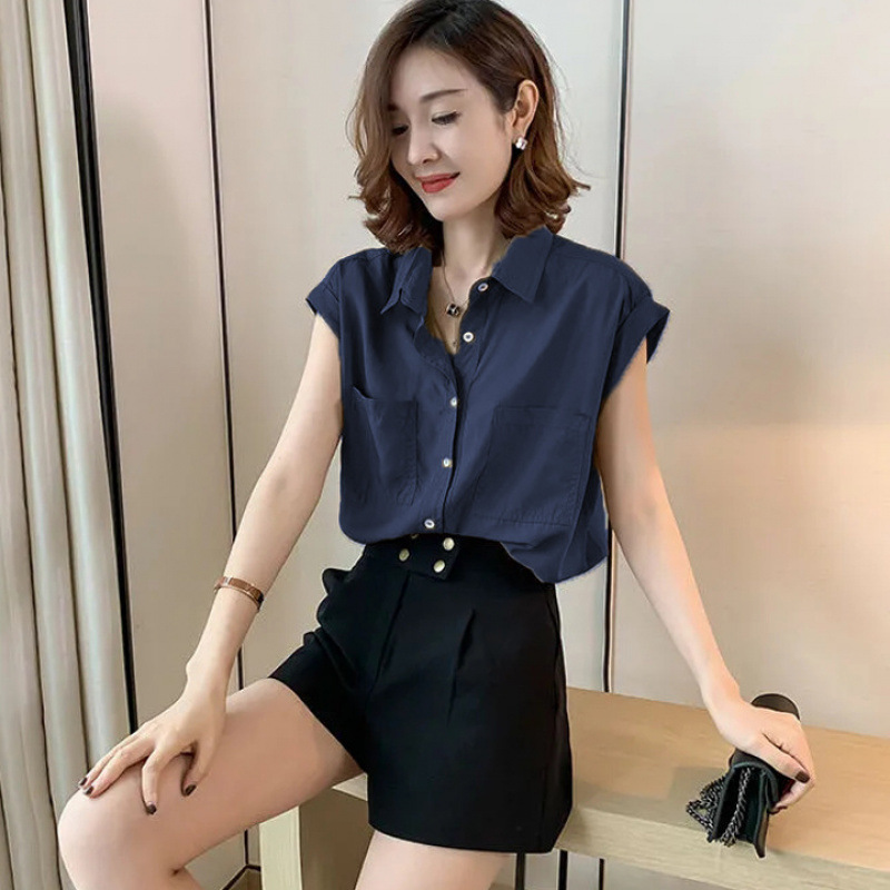 トップデザインの女性ニッチシフォン半袖シャツ女性の夏の新しいファッション韓国スタイルの女性のためのルーズスリムシャツ|undefined