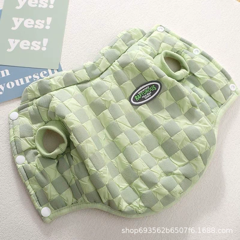 Тедди одежда шахматная тарелка маленькая молочная собака Йоркшир Бомей бой осенний и зимний теплый хлопчатобумажный жилет для ног