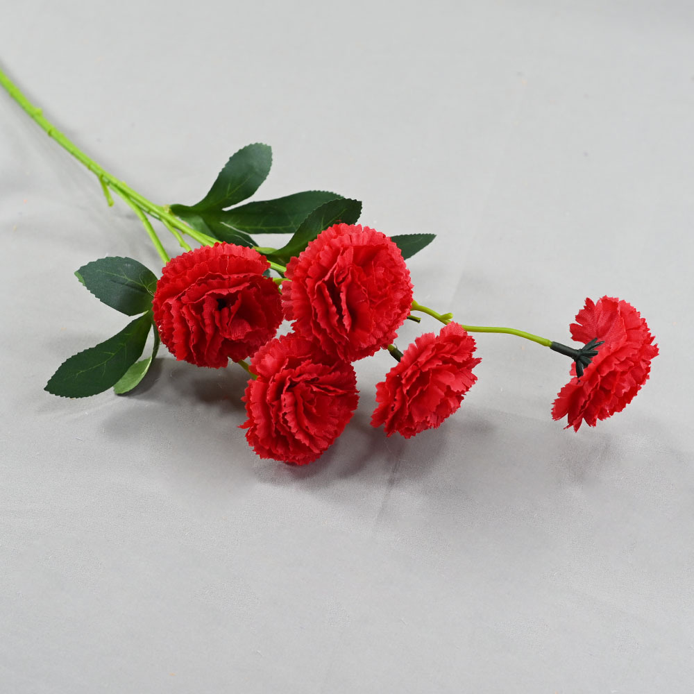 Suministro spot de flores de claveles de 5 gargadas Día de la Madre Día del Maestro sala de estar decoración fábrica de flores de seda al por mayor