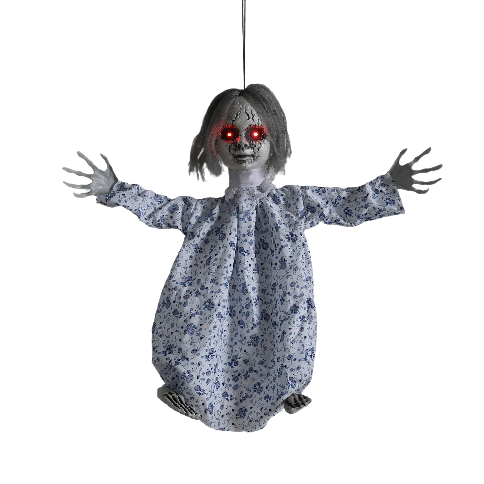 Halloween transfronterizo colgante fantasma horror control de voz brillante muñeca fantasma colgante decoración de pared de casa embrujada decoración de escena image 6