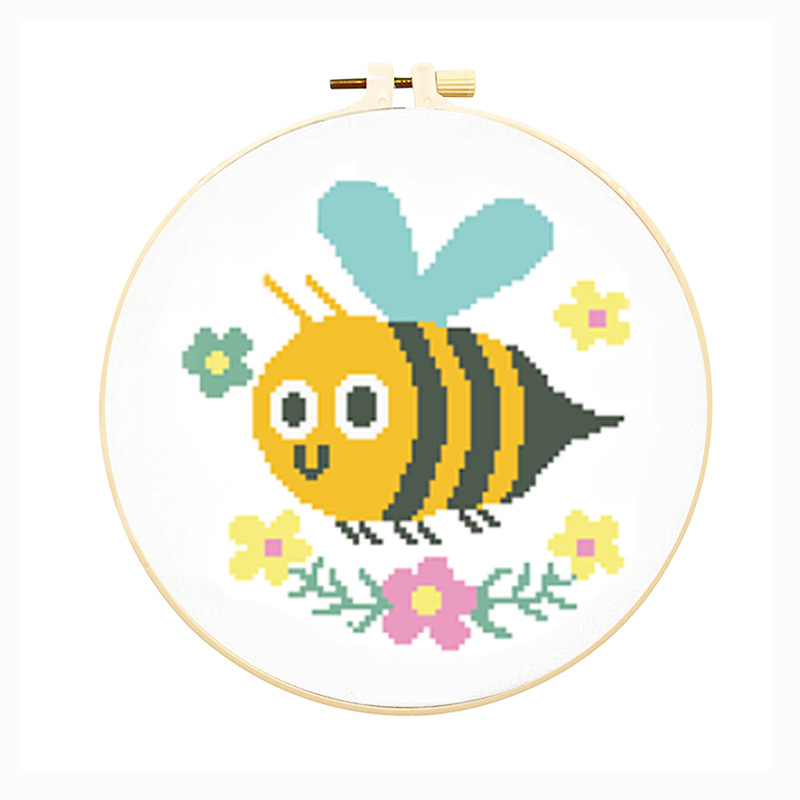 Bordado hecho a mano material de bricolaje paquete animal pequeño tamaño Cruz puntada colgante pintura flor principiante niños estudiante bolsa práctica