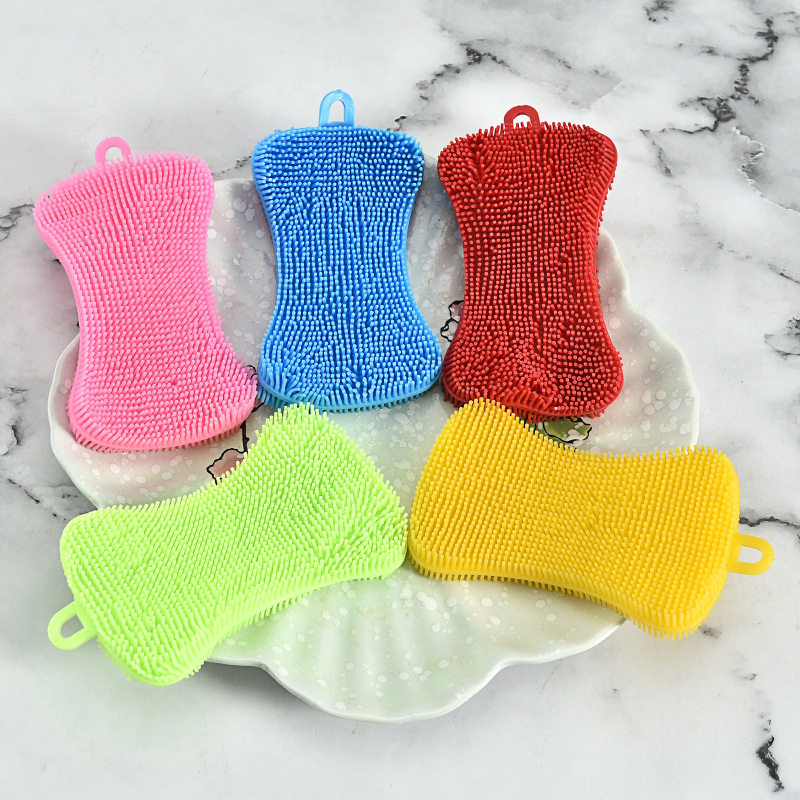 Factory wholesale soap dish washing brush Silicone dish washing brush decontamination kitchen dish bowl pot brush scouring pad cleaning brush
