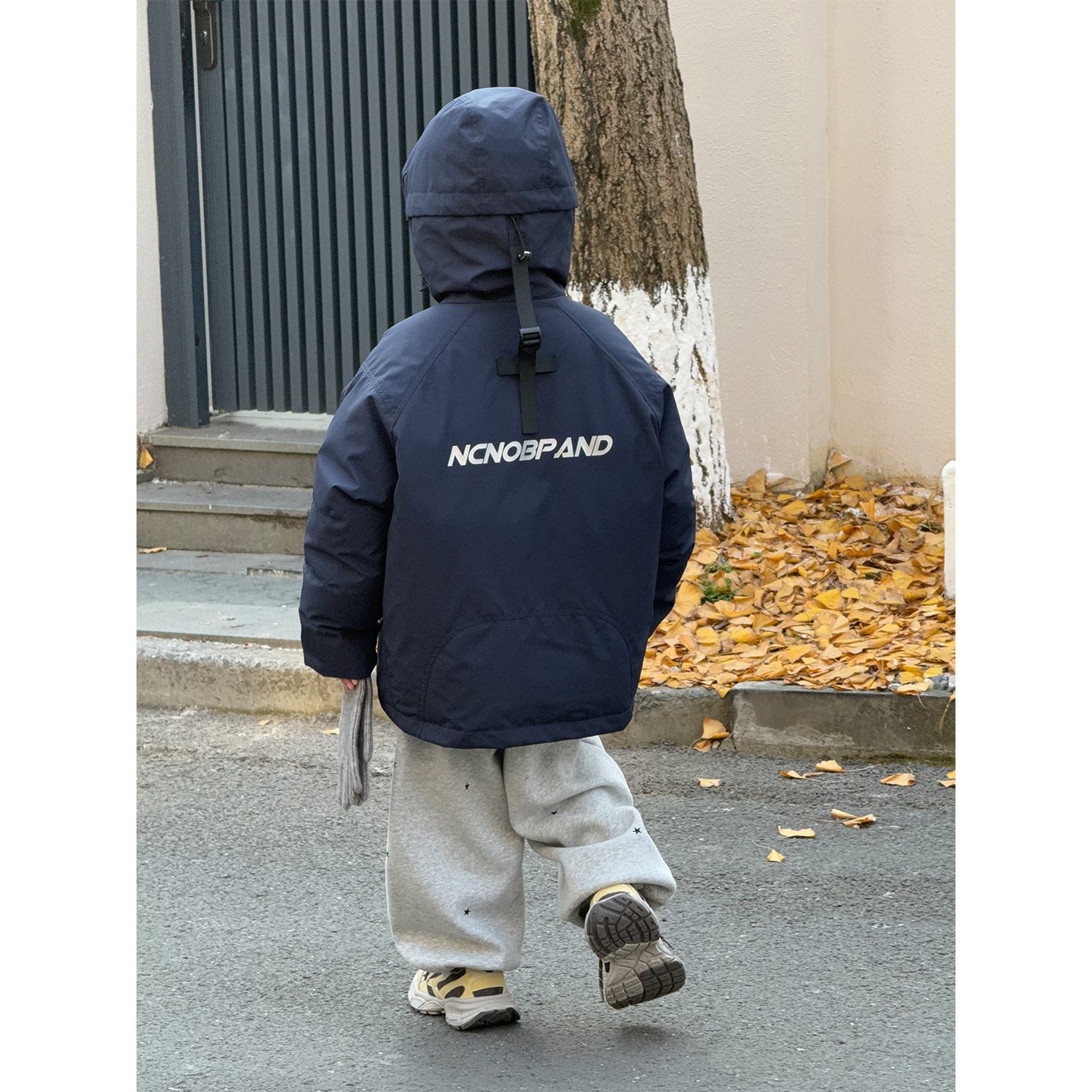 2025 New Children's Winter Fashionable Simple Letter Print Versatile Casual Loose Hooded Warm Down Jacket