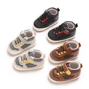 Fashion casual spring and autumn 0-1 year old male baby high-top casual sports soft shoes non-slip baby toddler shoes