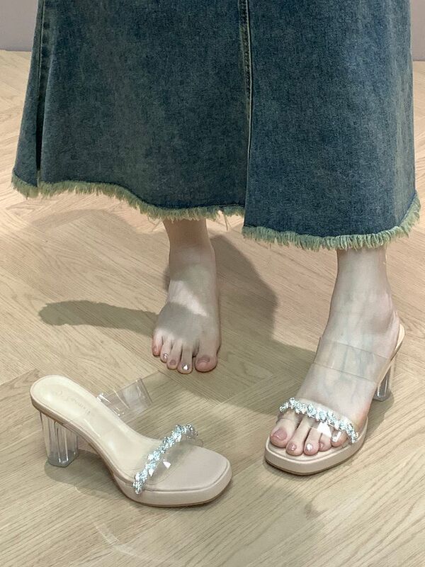 Not Tiring Sandals for Women, Thick-Soled Flip-Flops with Comfortable High Heels, Crystal New Skirt, Thick Heels, Rhinestone Feet 2024 Not Tiring Sandals for Women, Thick-Soled Flip-Flops with Comfortable High Heels, Crystal New Skirt, Thick Heels, Rhinestone Feet 2024