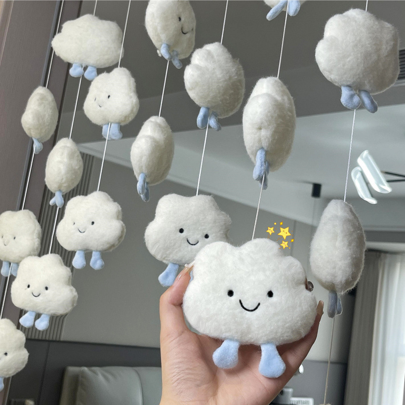 ホームクラウドドアカーテンかわいいクリームスタイル吊り下げ装飾品ソフトかわいい日本インスタイル吊りカーテン子供部屋装飾工場|undefined