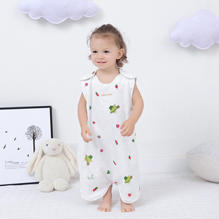 Baby Sleeping Bag Summer Combed Gauze Air-conditioned Room Sleeveless Vest Lightweight Breathable Baby Sleeping Bag with Split Legs Kick-proof Sleeping Bag