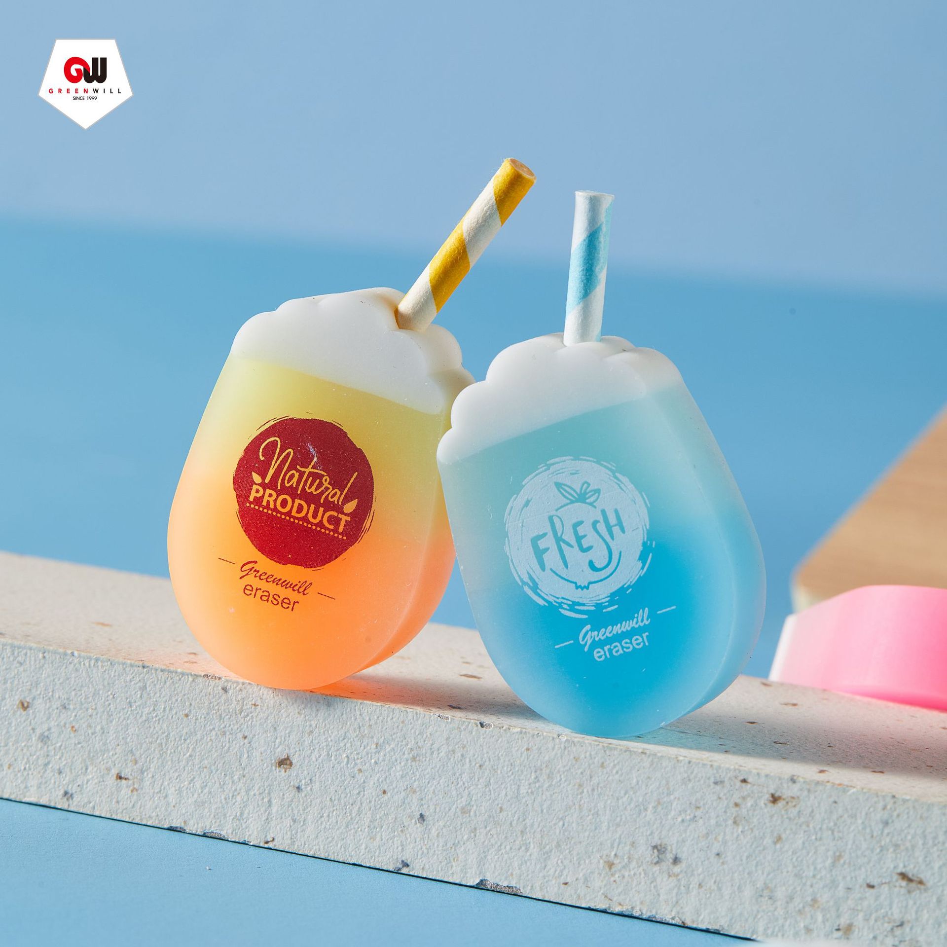 Eraser de taza de té de leche, Eraser de PVC ECO, Eraser de PVC transparente, Eraser de gradiente, Eraser de ultralimpio