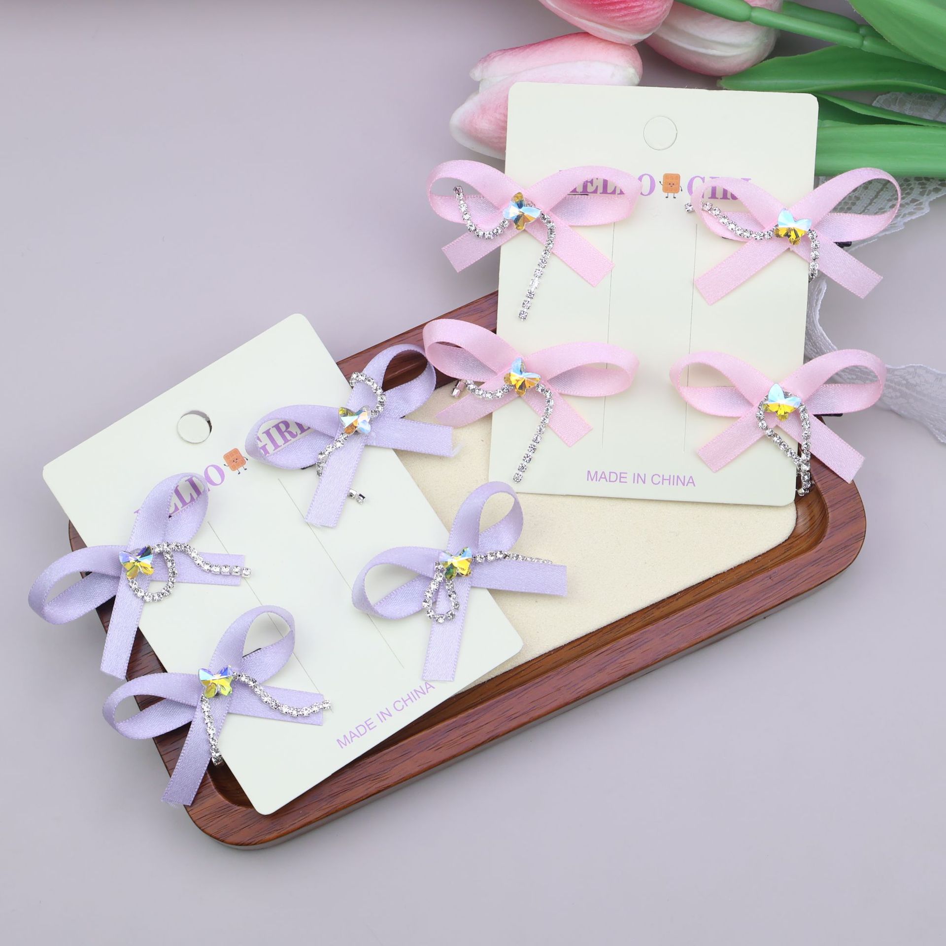 Super Fairy Rhinestone Pendant Bow Hairpin Girl Design Tassel Duckbill Clip New Year Red Clip Hair Accessories Women