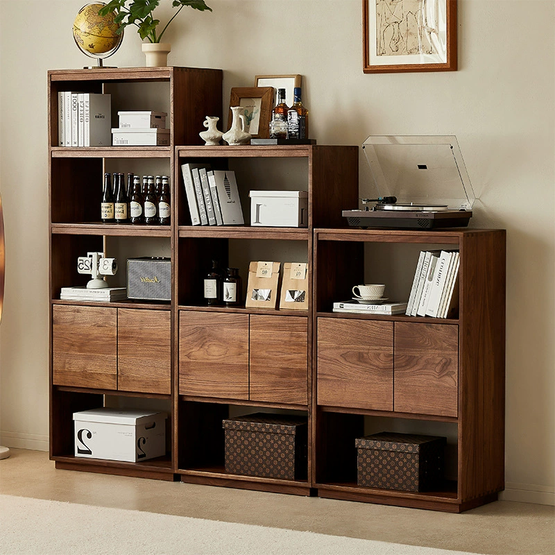 Североамериканские книжные шкафы из черного орехового дерева из цельного дерева