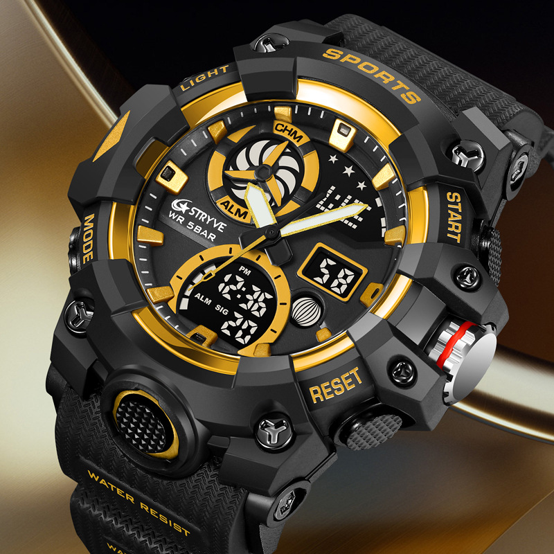 Nuevo reloj electrónico deportivo para hombres STRYVE doble luz nocturna cronógrafo despertador relojes de fábrica de un producto