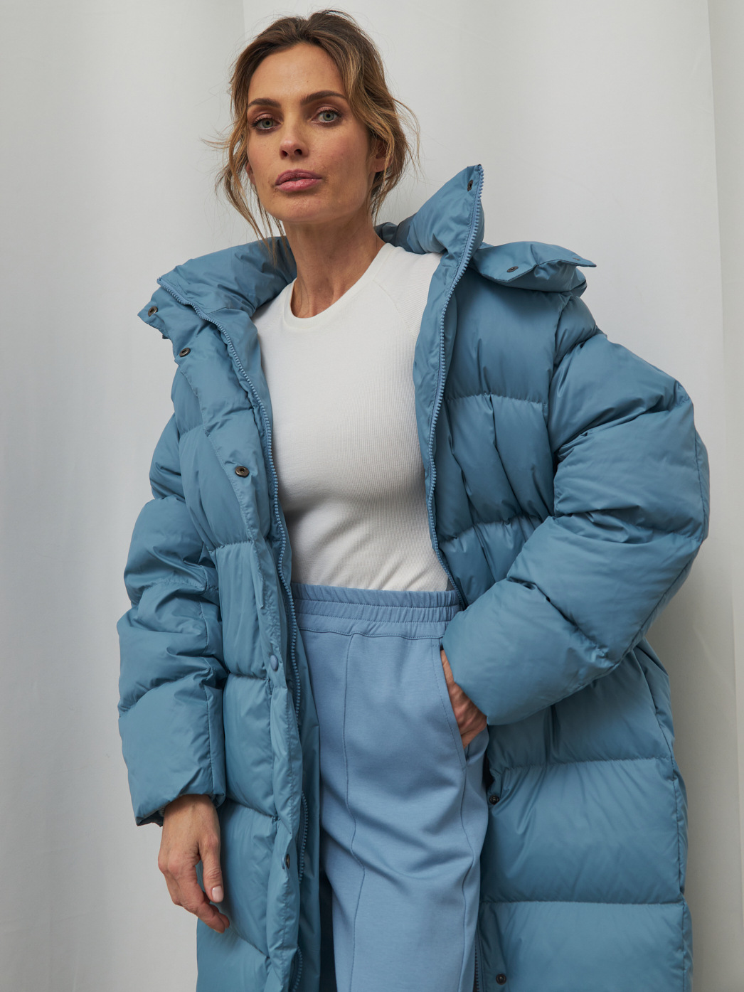 Dames lange donsjas met capuchon warme winterjas_voghion.com