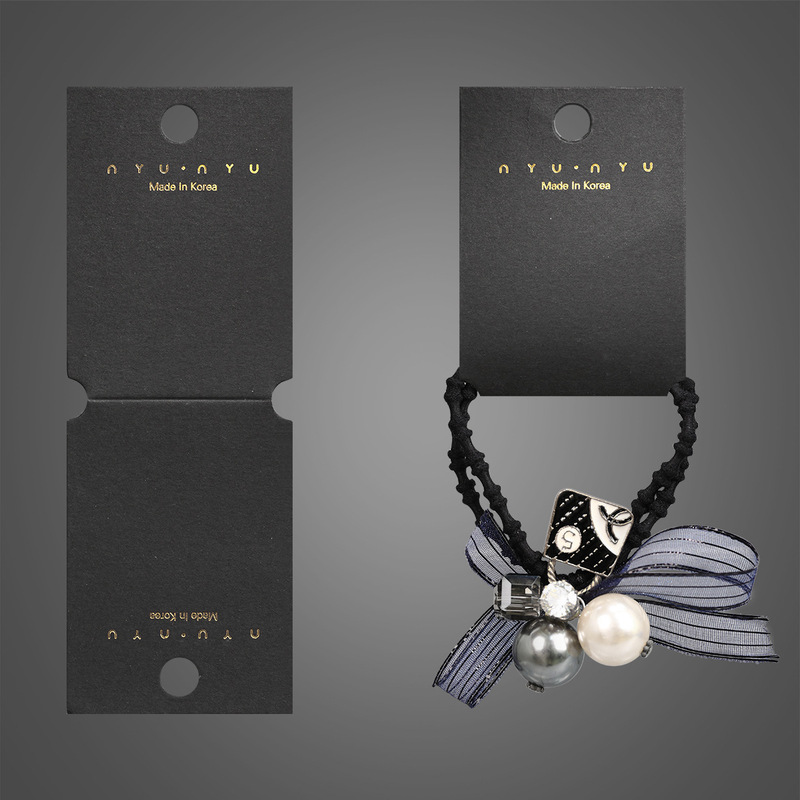Cross-border geometric folding card black cardboard letter printing 100 hair ring necklace mobile phone pendant card paper