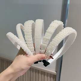 跨境欧美高级仿珍珠发箍女时尚百搭公主风头箍压发手工编织头饰