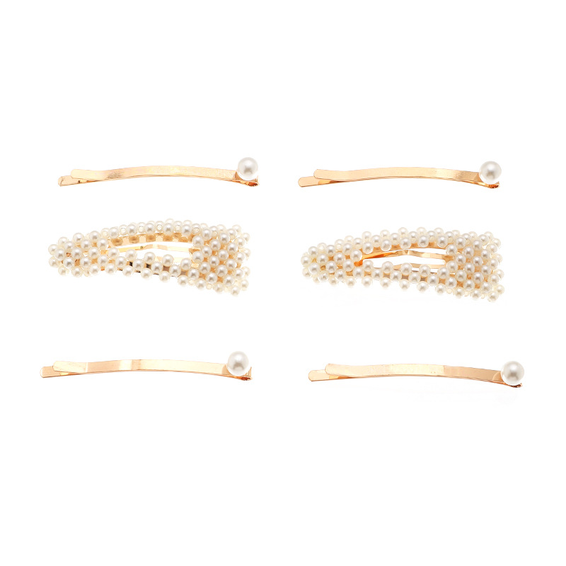 Simple New Geometric Pearls Hair Clip Set display picture 6