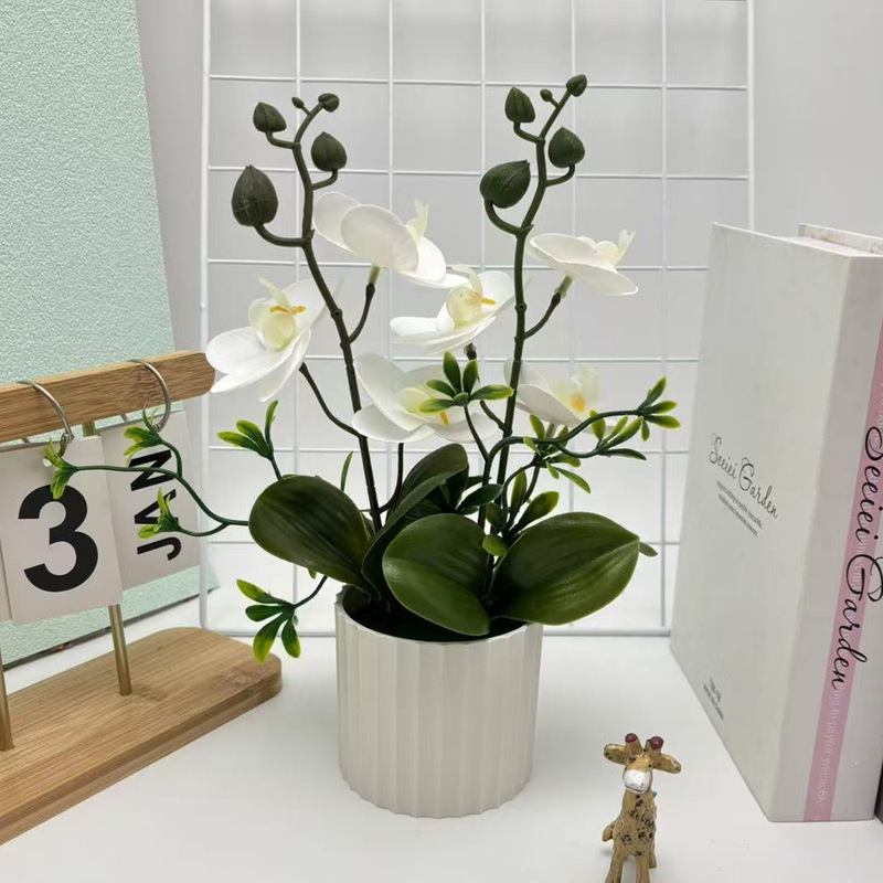 クロスボーダーのシミュレーション胡蝶蘭盆栽花付きデスクトップ装飾プラスチック造花盆栽撮影植木鉢置物花頭|undefined