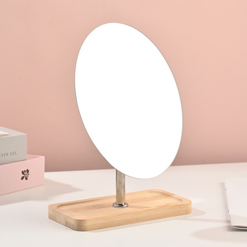 Red de bambú rojo madera de escritorio dormitorio de escritorio de mujeres portátil gran espejo de estudiantes plegable espejo de vestuario doméstico