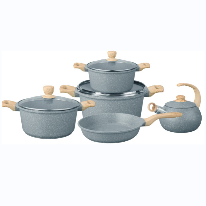 UCC9 piezas de conjunto de cocina de agua, cocina de marmol, cocina de arroz de piedra antiadherente, cocina de cocina de granito, cocina de cocina de fondo compuesto