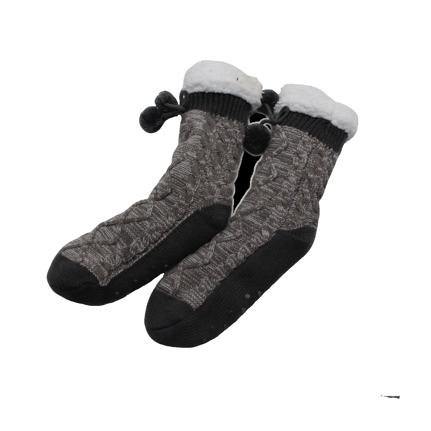 검정 바탕 연회색 마름모 패턴 롱 플로어 삭스