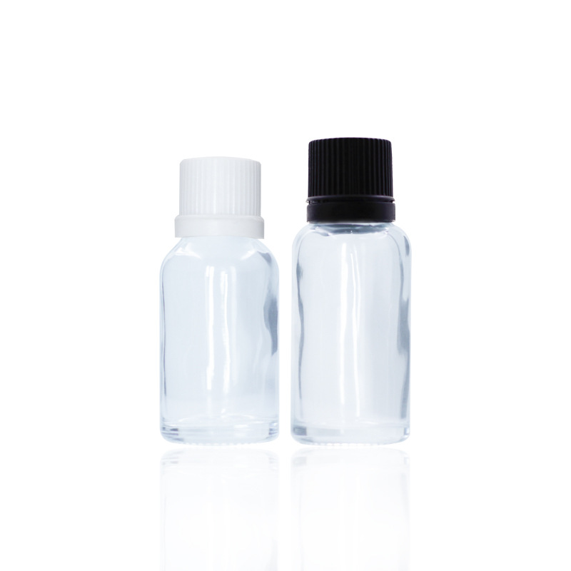 Botella de aceite esencial con tapa antirrobo marrón, botella de esencia de 15 ml, botella de vidrio transparente para dispensar cosméticos de 30 ml