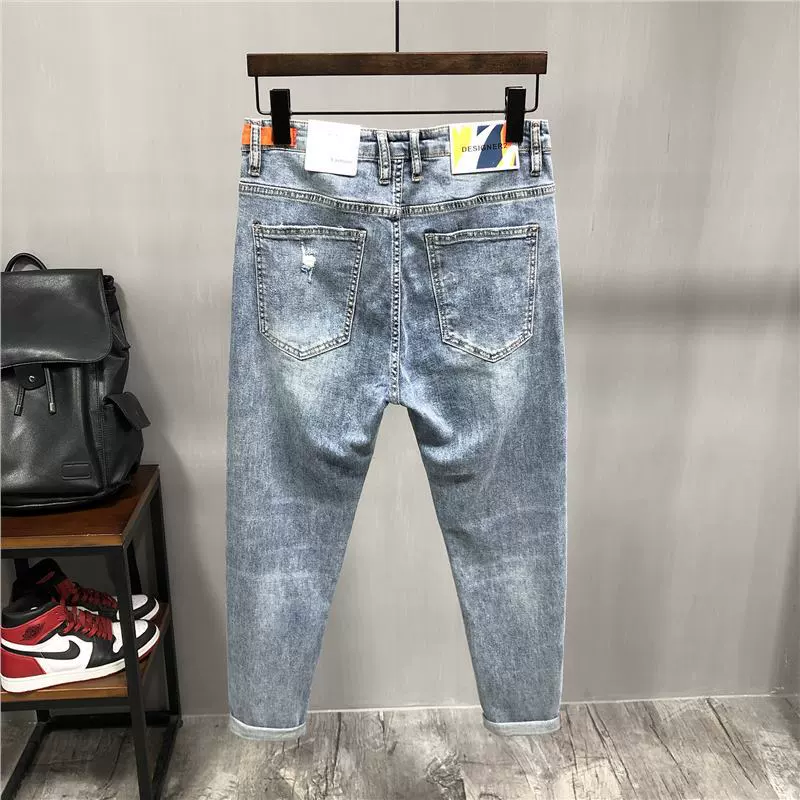 Модные джинсы Tide, летние тонкие брюки, slim fit