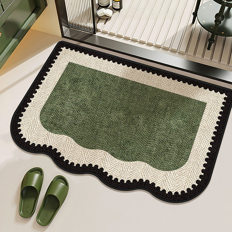 French-Style Simple Diatomaceous Earth Floor Mat, Non-Slip, Wear-Resistant, Easy to Maintain, Washable, Antibacterial, Anti-Mildew Bathroom Mat