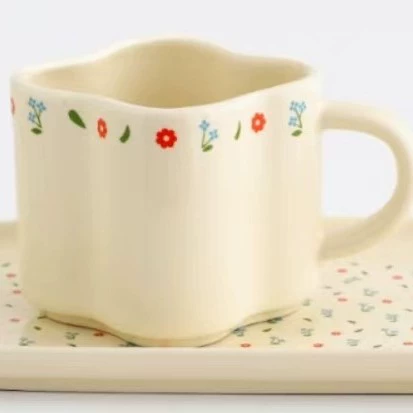Cute ceramic dinner plate, cream high quality coffee tableware, with little bears