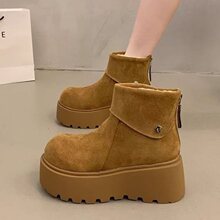 小个子增高勃肯鞋厚底雪地靴女2025年新款春夏加绒保暖磨砂皮棉鞋