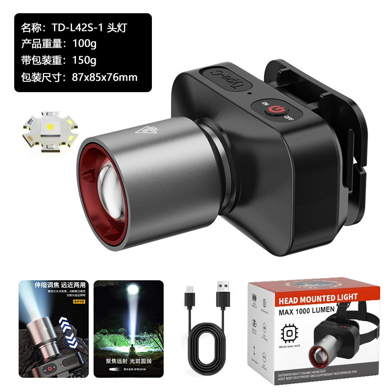 USB感应头戴式 t6强光充电头灯led变焦户外登山夜钓灯|undefined