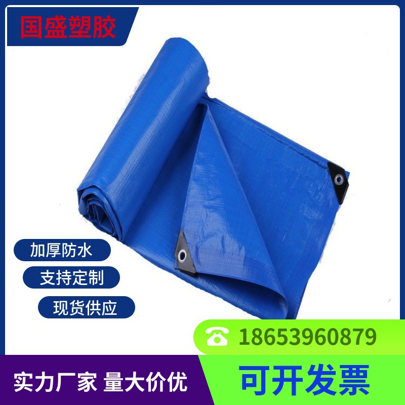 跨境工厂篷布防水塑料遮雨布出口非洲聚乙烯塑料篷布双蓝布苫布