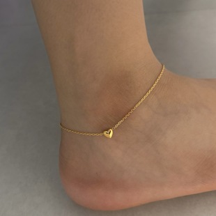 Stainless Steel Heart Anklet European and American Cross-Border Jewelry Fashion Creative Simple Style Accessories Manufacturer Heart Heart Anklet