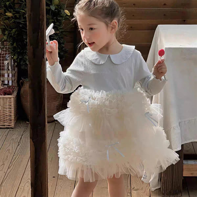 Niña princesa primavera y otoño mangas largas nuevos vestidos bebés niños 2025 vestidos de estilo fragante pastel vestido de moda