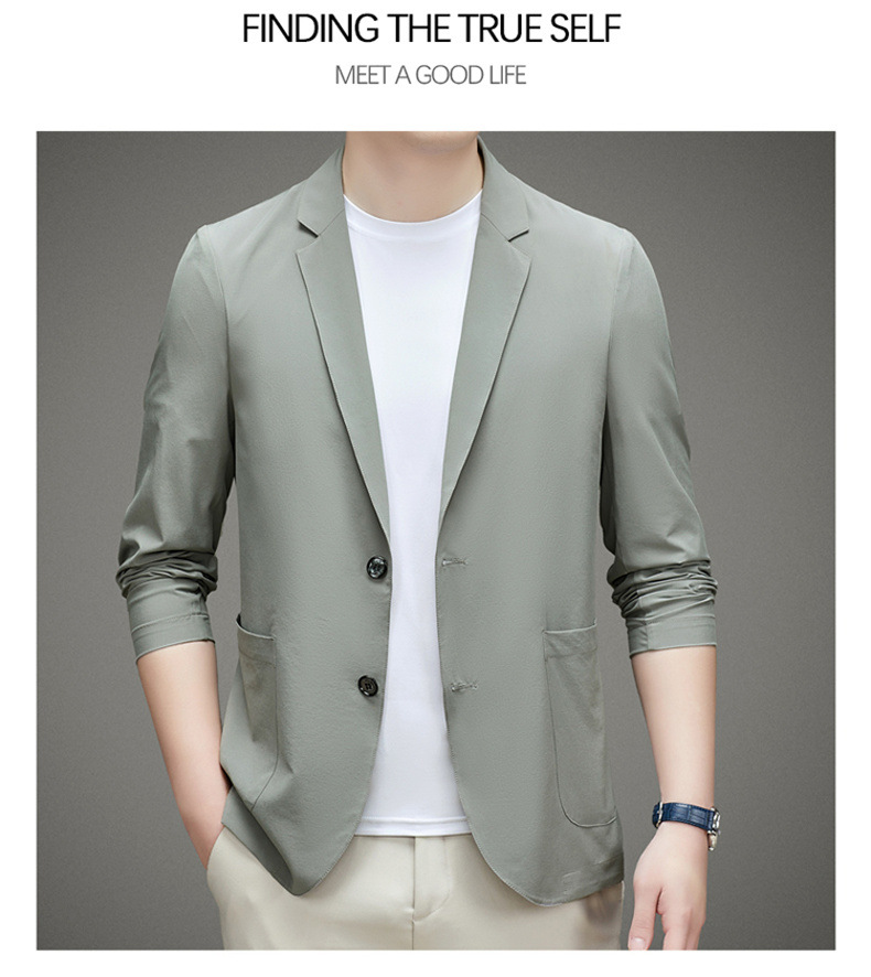 男士单西服春夏季轻薄款冰丝防晒衣高级感商务新款休闲小西装外套详情11