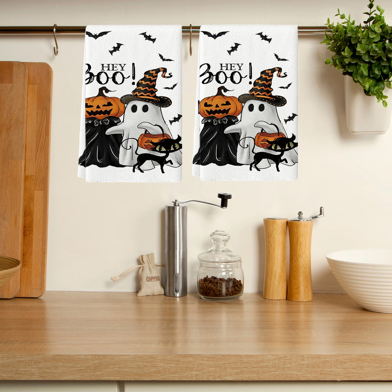 Halloween Kitchen Towel Bat Funny Text Dishwashing Towel Kitchen Drying Washing Drying Towel