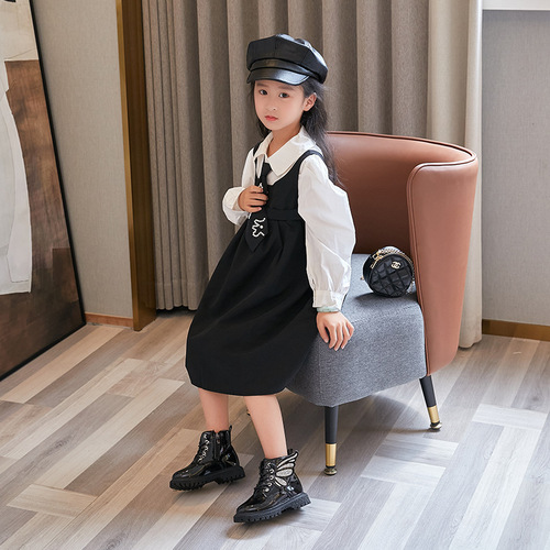  new autumn and winter children's fashion boots girls boots butterfly wing leather boots boys short boots student high boots
