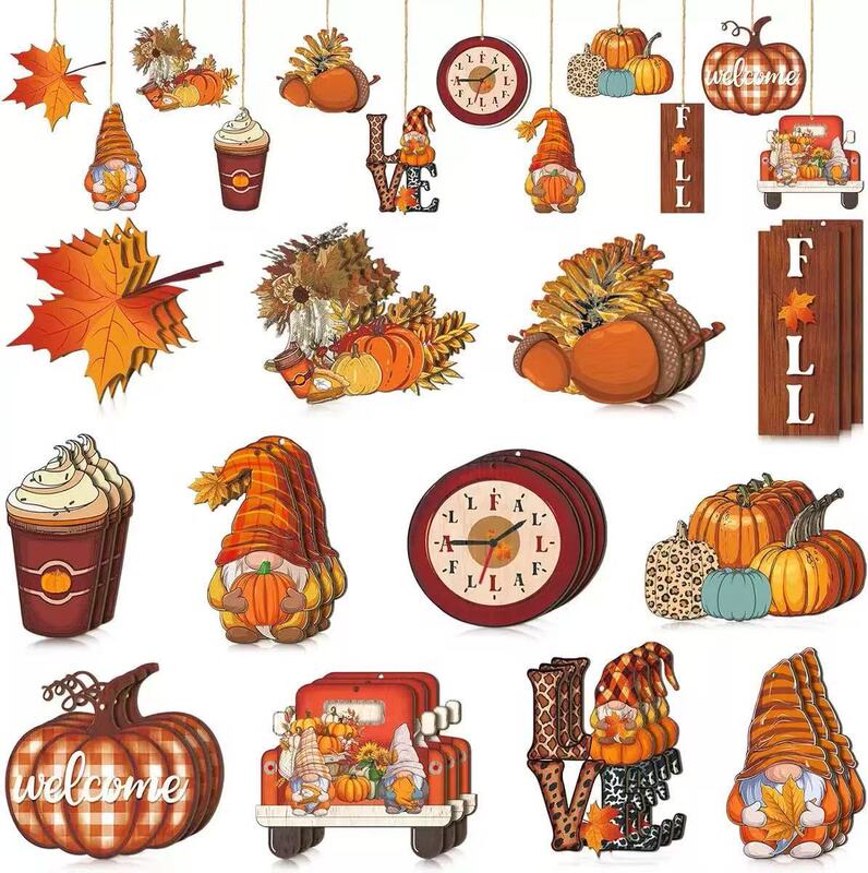 36Pcs Autumn Thanksgiving Outfit Gnome Wooden Hanging Ornaments Pumpkin Leaf Flower Fall Tree Decor Holiday Party Decorations 36Pcs Autumn Thanksgiving Outfit Gnome Wooden Hanging Ornaments Pumpkin Leaf Flower Fall Tree Decor Holiday Party Decorations