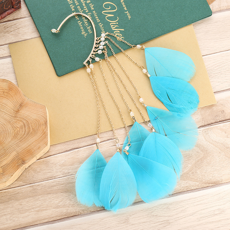 Bohemian Long Feather Tassel Earrings For Women Exaggerated Style_voghion.com