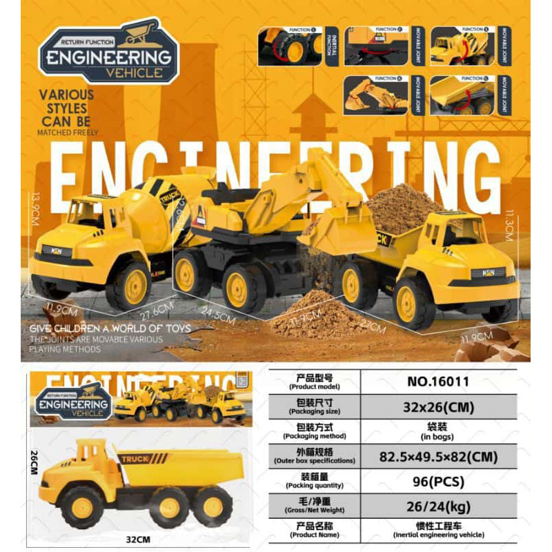 dibujos animados transfronterizos niños deslizante retorno tracción línea pequeña ingeniería juguete simulación de ingeniería vehículo bulldozer avión