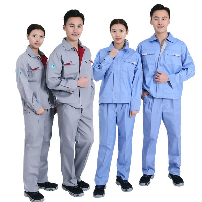 定制春秋长袖工作服防静电男女工装车间电工服套装工程服印图刺绣