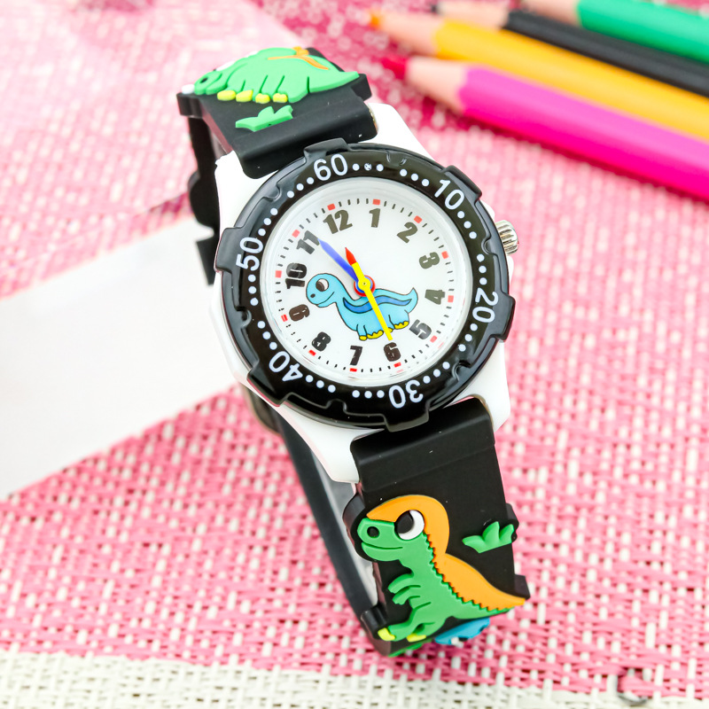Amazon moda 3D dibujos animados dinosaurio niños reloj niños y niñas impermeable reloj electrónico tendencia reloj de cuarzo en stock