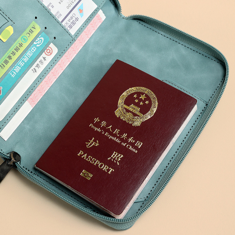 Cross-border 2024 nuevo pasaporte anti-magnético RFID zipper corto pasaporte de viaje bolsa multifuncional bolsa de documentos de almacenamiento