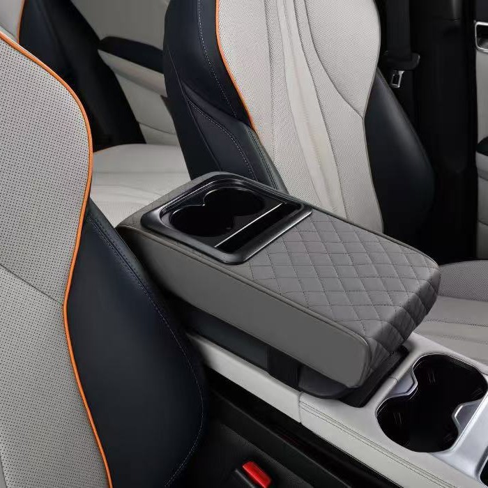 Cross-border factory multifunctional car armrest box cushion with coaster storage mobile phone rack three-in-one armrest box booster pad